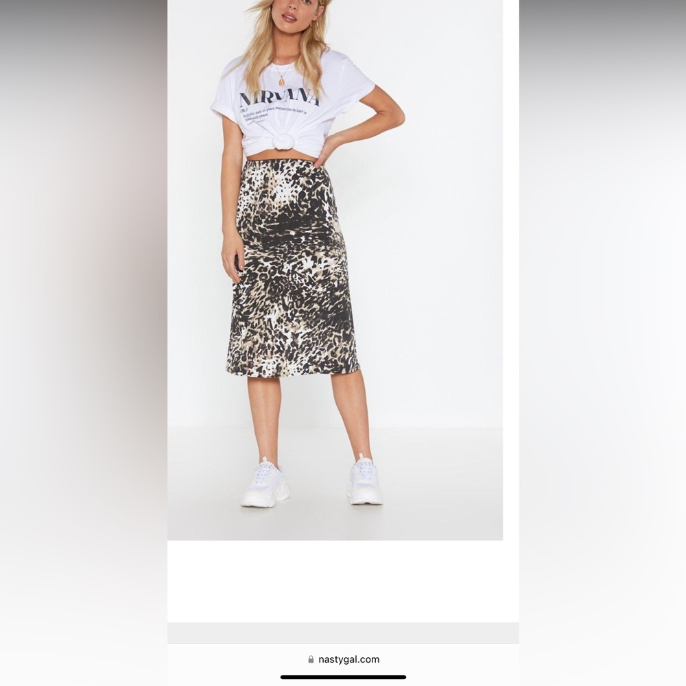 “Go Wild Animal Midi Skirt” from Nasty Gal size 8